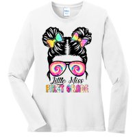 Little Miss First Grade Girls Back To School 1st Grade Ladies Long Sleeve Shirt