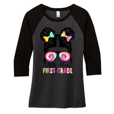 Little Miss First Grade Girls Back To School 1st Grade Women's Tri-Blend 3/4-Sleeve Raglan Shirt