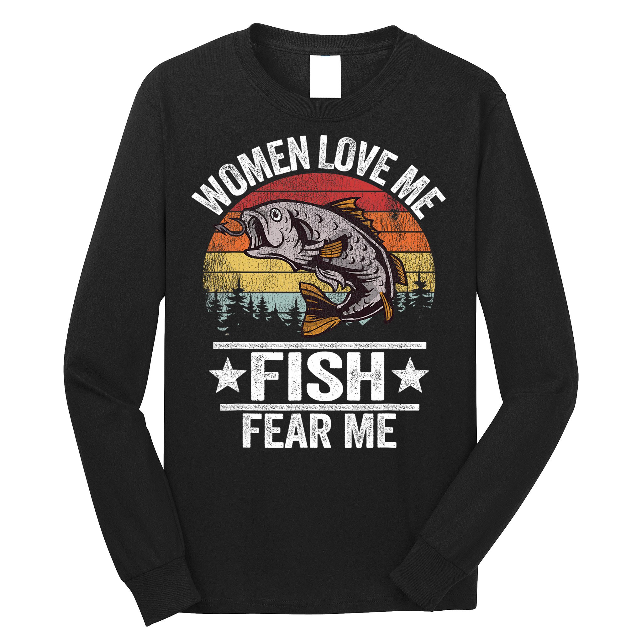 Love Me Fish Fear Me Fisher Vintage Long Sleeve Shirt