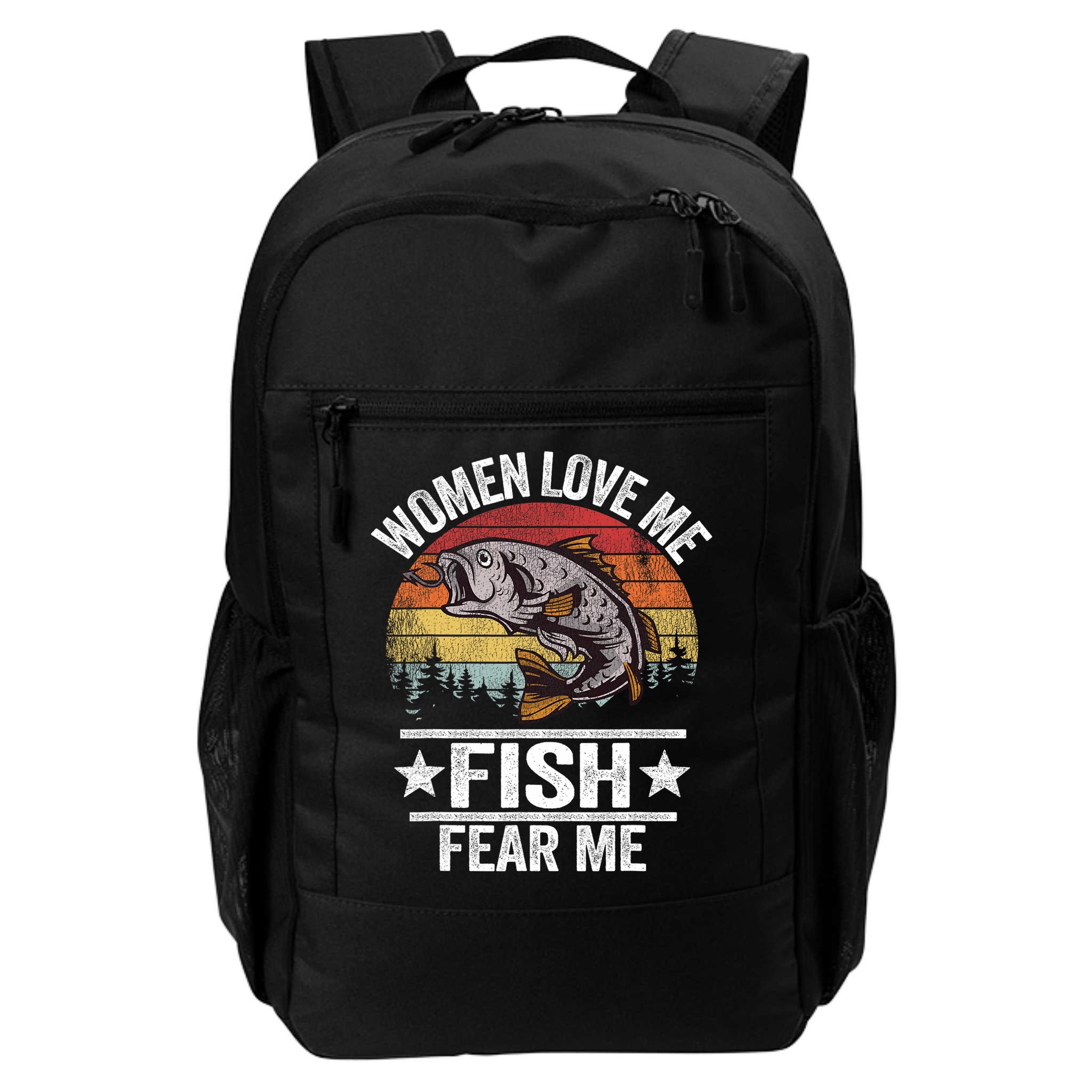Love Me Fish Fear Me Fisher Vintage Backpack