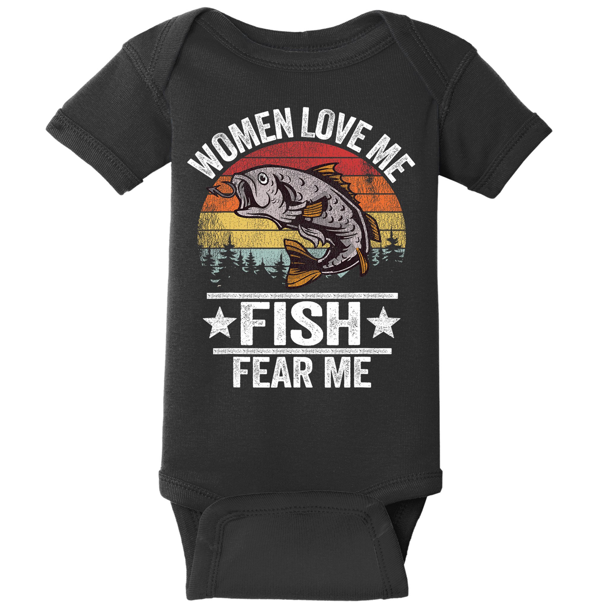 Love Me Fish Fear Me Fisher Vintage Baby Bodysuit