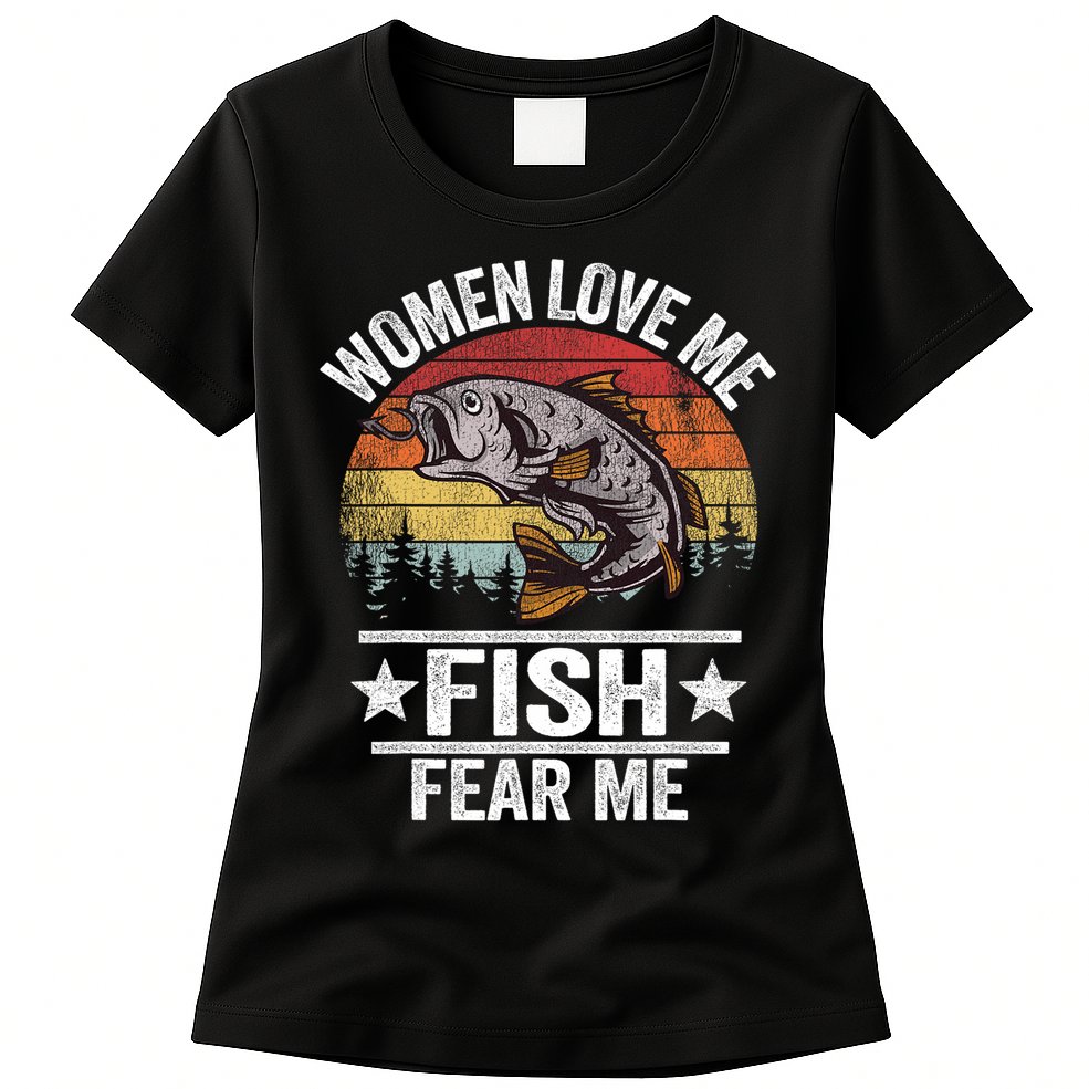 Love Me Fish Fear Me Fisher Vintage Womens T-Shirt