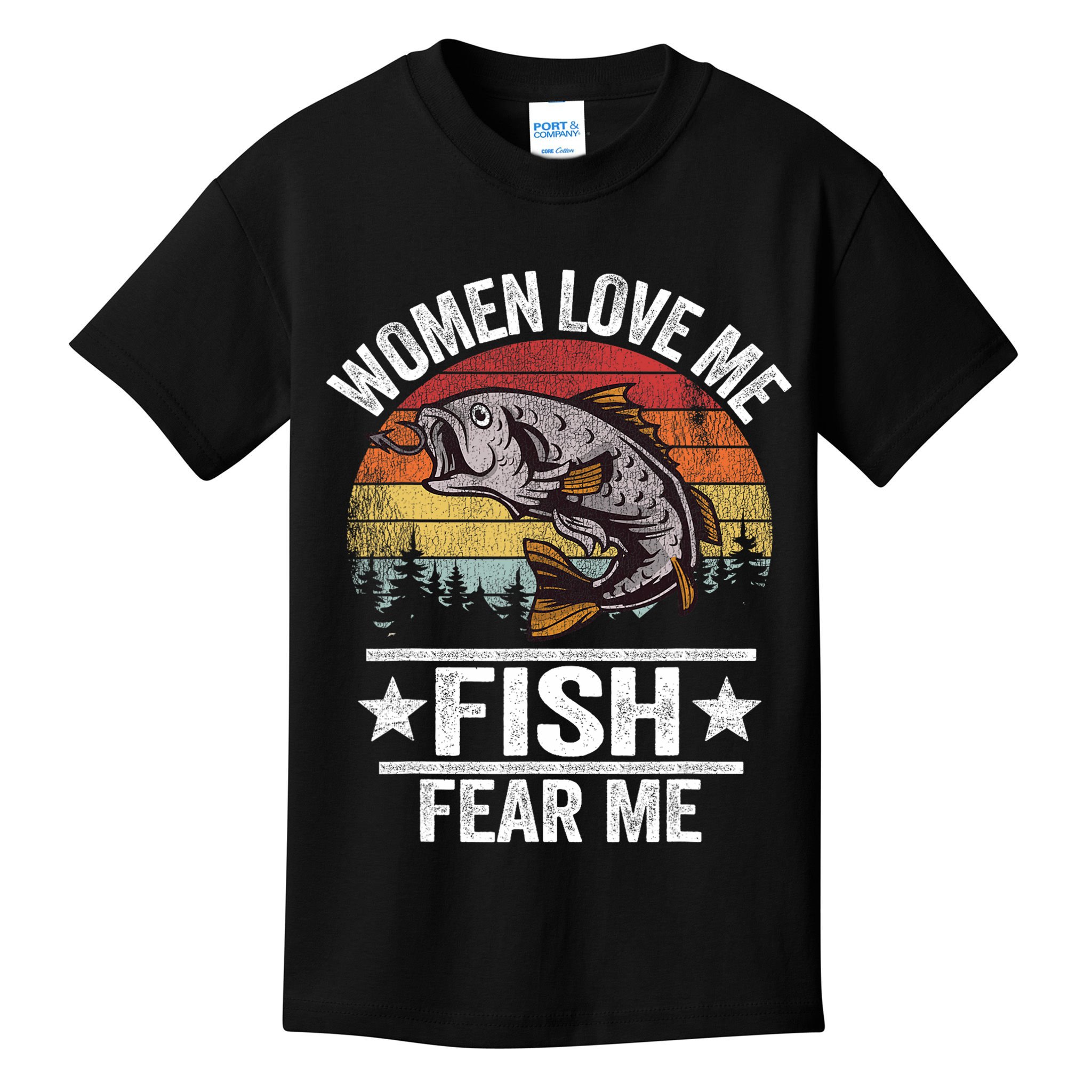 Love Me Fish Fear Me Fisher Vintage Kids T-Shirt