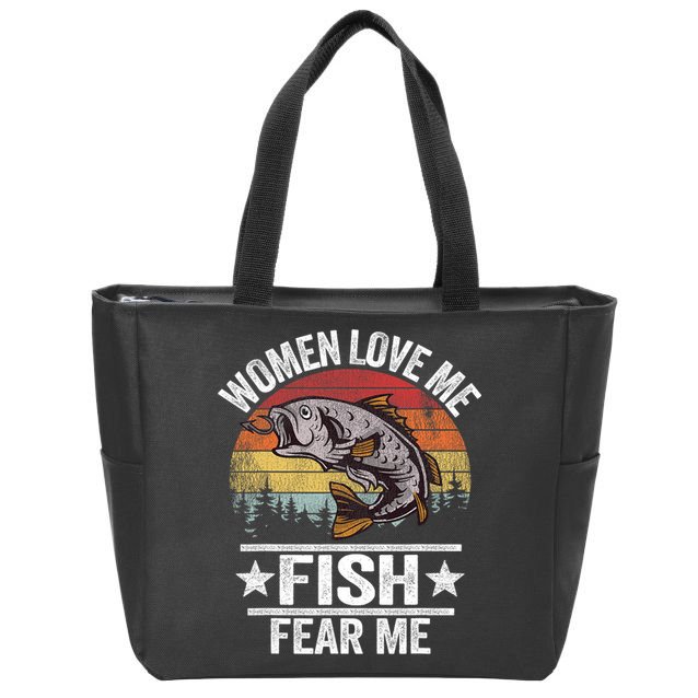 Love Me Fish Fear Me Fisher Vintage Zip Tote Bag