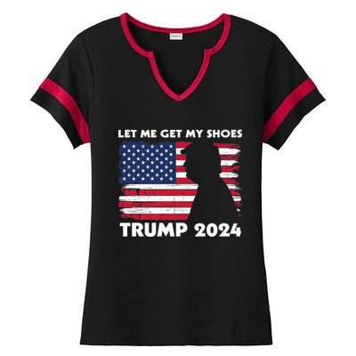 Let Me Get My Shoes Funny Trump Quote Butler Statement Usa Ladies Halftime Notch Neck Tee