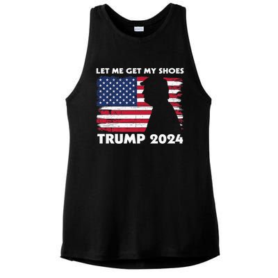 Let Me Get My Shoes Funny Trump Quote Butler Statement Usa Ladies PosiCharge Tri-Blend Wicking Tank