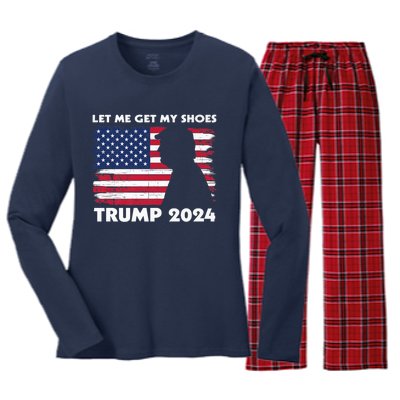 Let Me Get My Shoes Funny Trump Quote Butler Statement Usa Women's Long Sleeve Flannel Pajama Set 