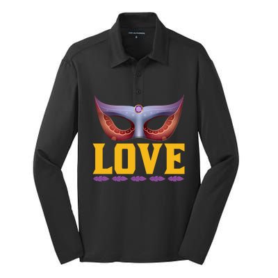 Love Mardi Gras Silk Touch Performance Long Sleeve Polo