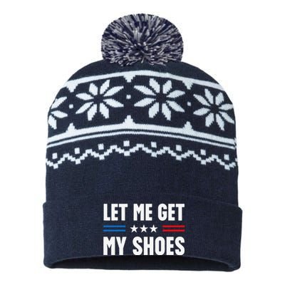 Let Me Get My Shoes Funny Voting Election 2024 Usa USA-Made Snowflake Beanie