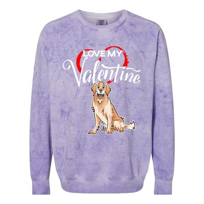 Love My Golden Retriever Dog Valentine's Day Gift Colorblast Crewneck Sweatshirt