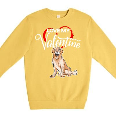 Love My Golden Retriever Dog Valentine's Day Gift Premium Crewneck Sweatshirt