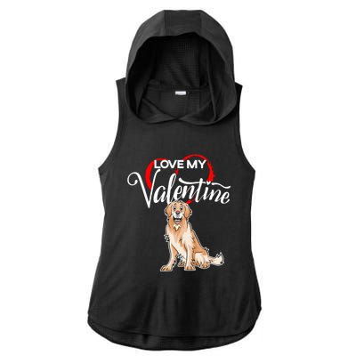 Love My Golden Retriever Dog Valentine's Day Gift Ladies PosiCharge Tri-Blend Wicking Draft Hoodie Tank