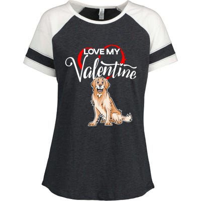 Love My Golden Retriever Dog Valentine's Day Gift Enza Ladies Jersey Colorblock Tee