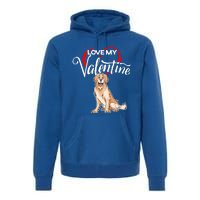 Love My Golden Retriever Dog Valentine's Day Gift Premium Hoodie