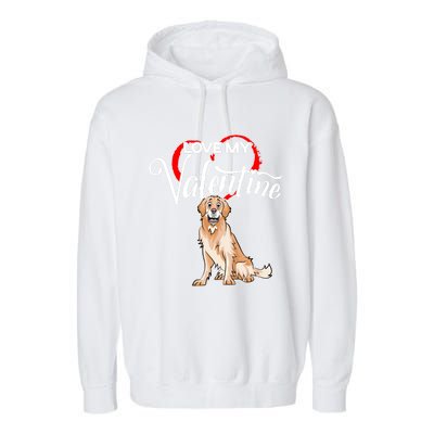 Love My Golden Retriever Dog Valentine's Day Gift Garment-Dyed Fleece Hoodie