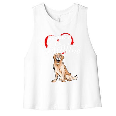 Love My Golden Retriever Dog Valentine's Day Gift Women's Racerback Cropped Tank