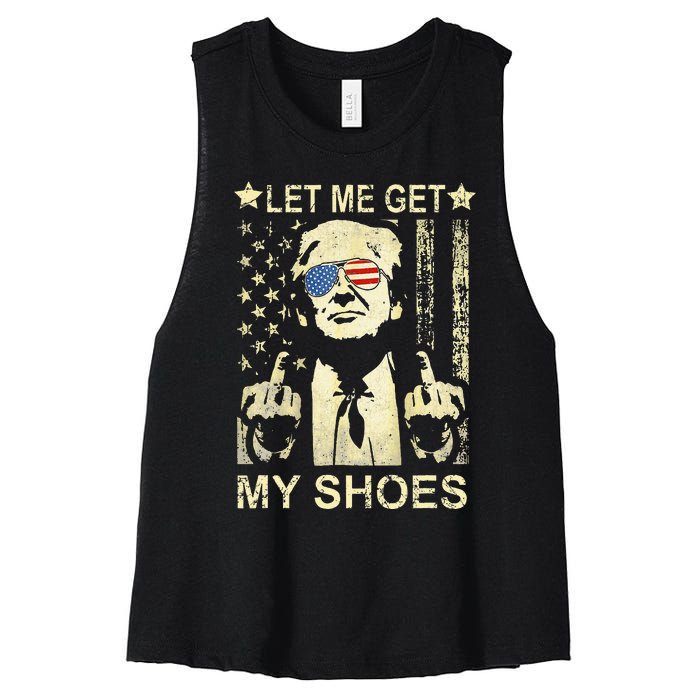 Let Me Get My Shoes On Funny Political Quote President Rally Women's Racerback Cropped Tank