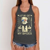 Let Me Get My Shoes On Funny Political Quote President Rally Women's Knotted Racerback Tank