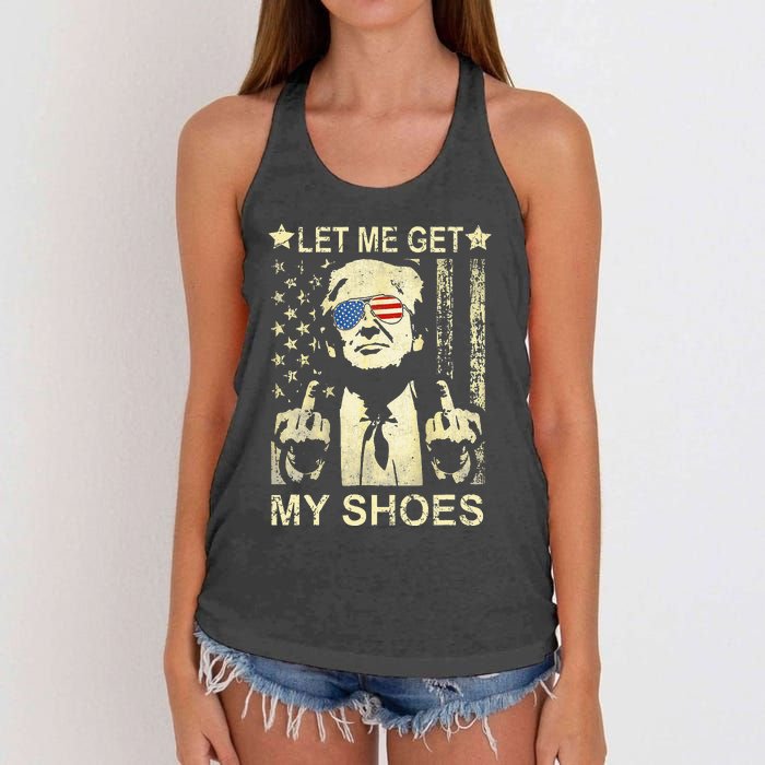 Let Me Get My Shoes On Funny Political Quote President Rally Women's Knotted Racerback Tank