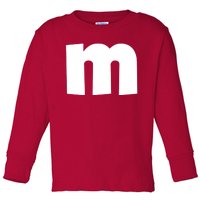 Letter M Groups Halloween Matching Team Easy Lazy Costume Toddler Long Sleeve Shirt