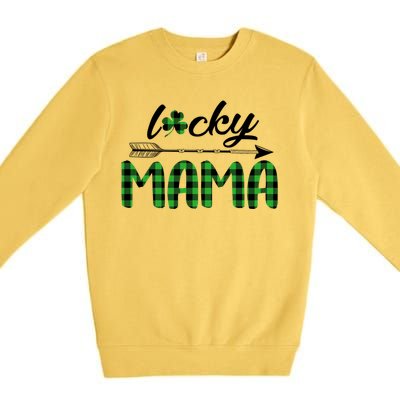 Lucky Mama Green Plaid Four Leaf Clover St Patrick's Day Gift Premium Crewneck Sweatshirt