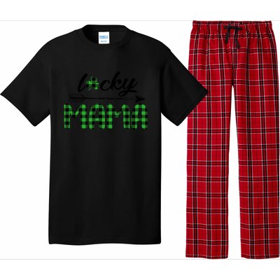 Lucky Mama Green Plaid Four Leaf Clover St Patrick's Day Gift Pajama Set