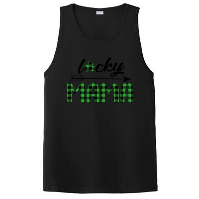 Lucky Mama Green Plaid Four Leaf Clover St Patrick's Day Gift PosiCharge Competitor Tank