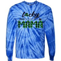 Lucky Mama Green Plaid Four Leaf Clover St Patrick's Day Gift Tie-Dye Long Sleeve Shirt