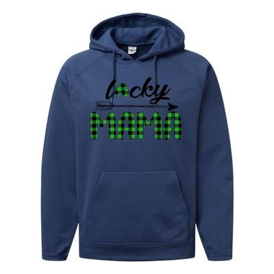 Lucky Mama Green Plaid Four Leaf Clover St Patrick's Day Gift Performance Fleece Hoodie