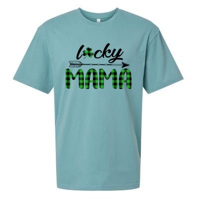 Lucky Mama Green Plaid Four Leaf Clover St Patrick's Day Gift Sueded Cloud Jersey T-Shirt