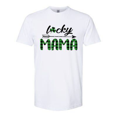 Lucky Mama Green Plaid Four Leaf Clover St Patrick's Day Gift Softstyle CVC T-Shirt