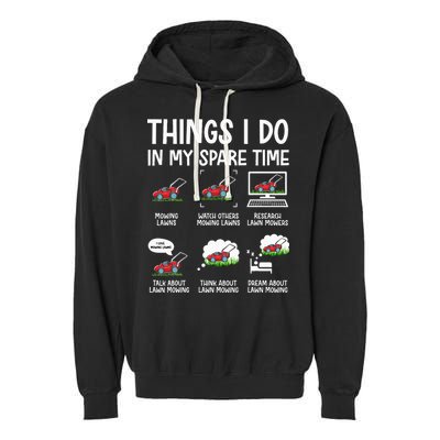 Lawn Mower Gifts For Landscapers Gardener Garment-Dyed Fleece Hoodie