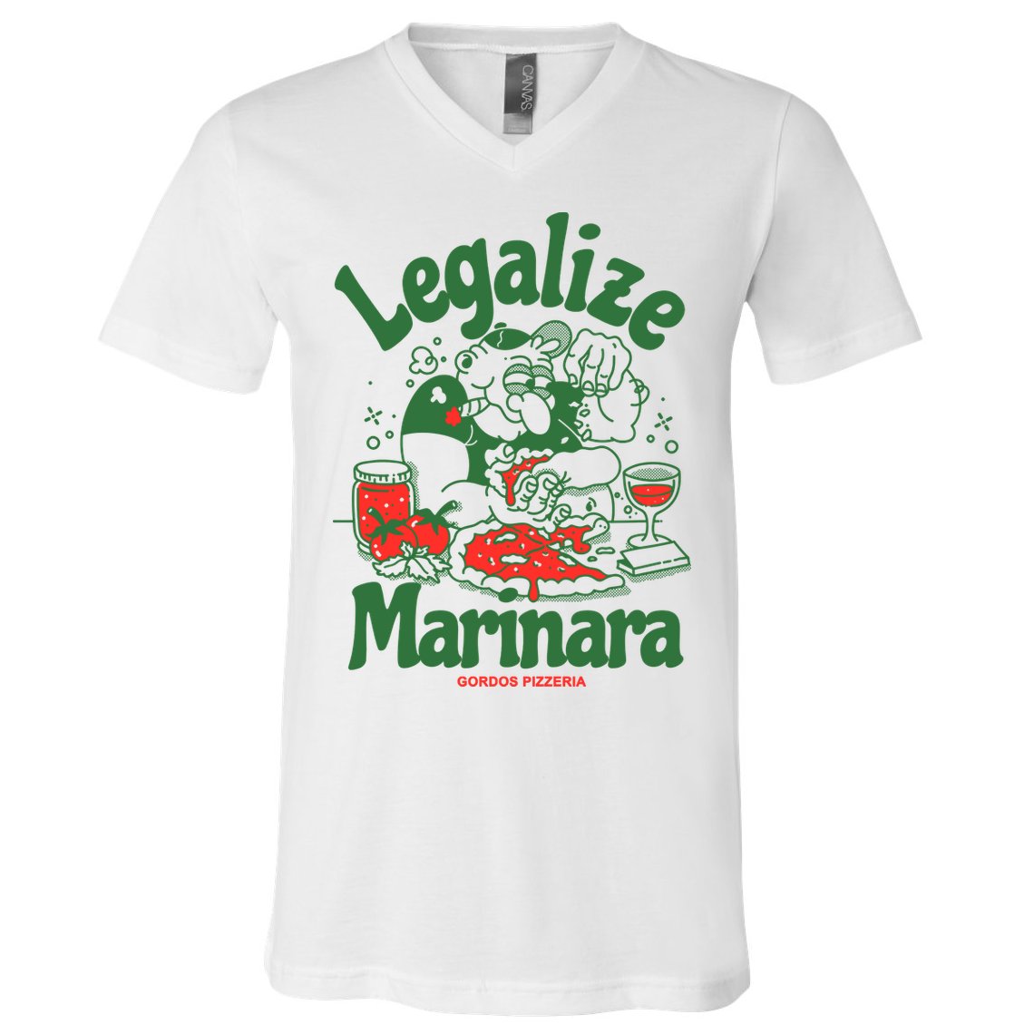Legalize Marinara Gordos Pizzeria V-Neck T-Shirt