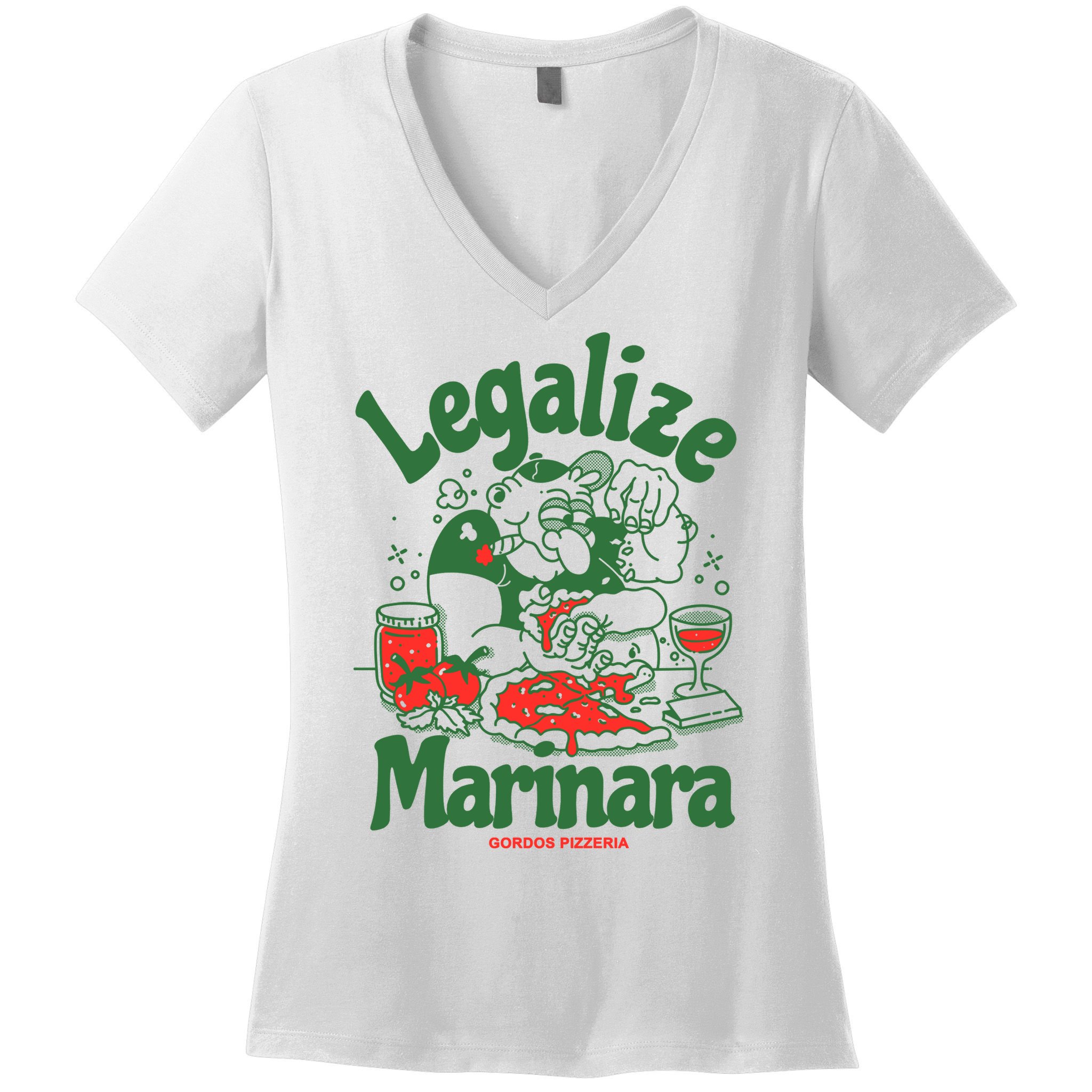 Legalize Marinara Gordos Pizzeria Women's V-Neck T-Shirt