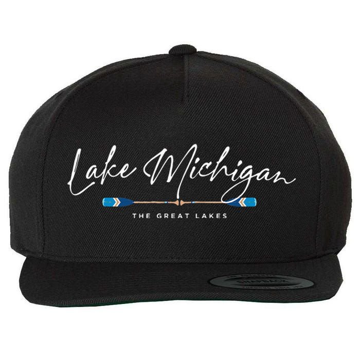 Lake Michigan Great Lakes Oars Graphic Wool Snapback Cap