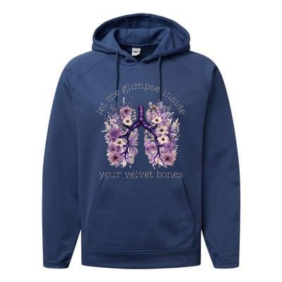 Let Me Glimpse Inside Your Velvet Bones Lung Wildflowers Performance Fleece Hoodie