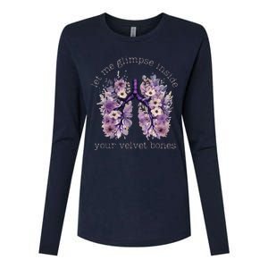 Let Me Glimpse Inside Your Velvet Bones Lung Wildflowers Womens Cotton Relaxed Long Sleeve T-Shirt