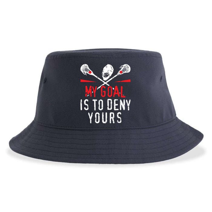 Lacrosse My Goal Is To Deny Yours For Lacrosse Player Sustainable Bucket Hat