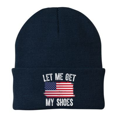 Let Me Get My Shoes Funny Political Usa Flag Knit Cap Winter Beanie