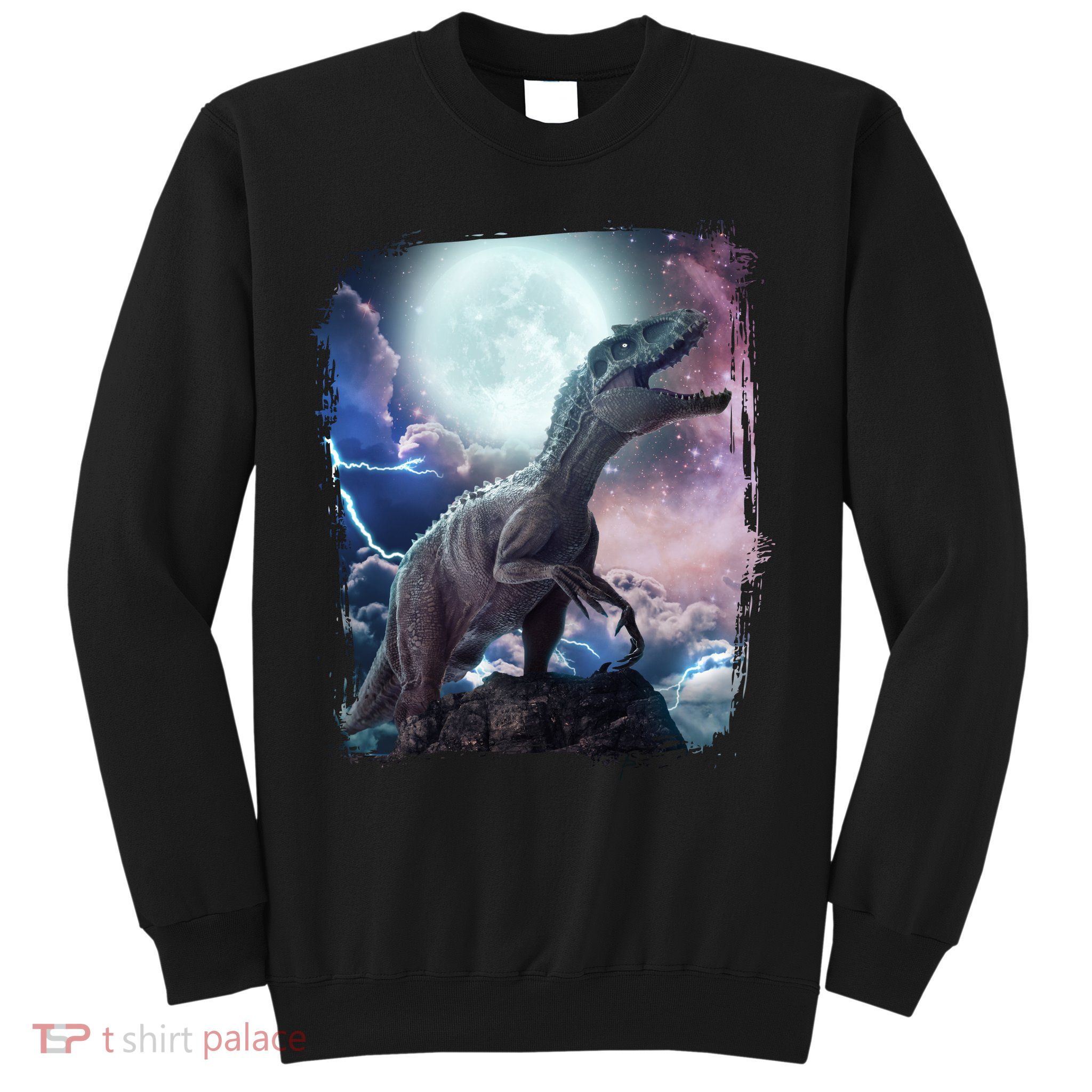 Lightning Moon Galaxy Trex Dinosaur Sweatshirt