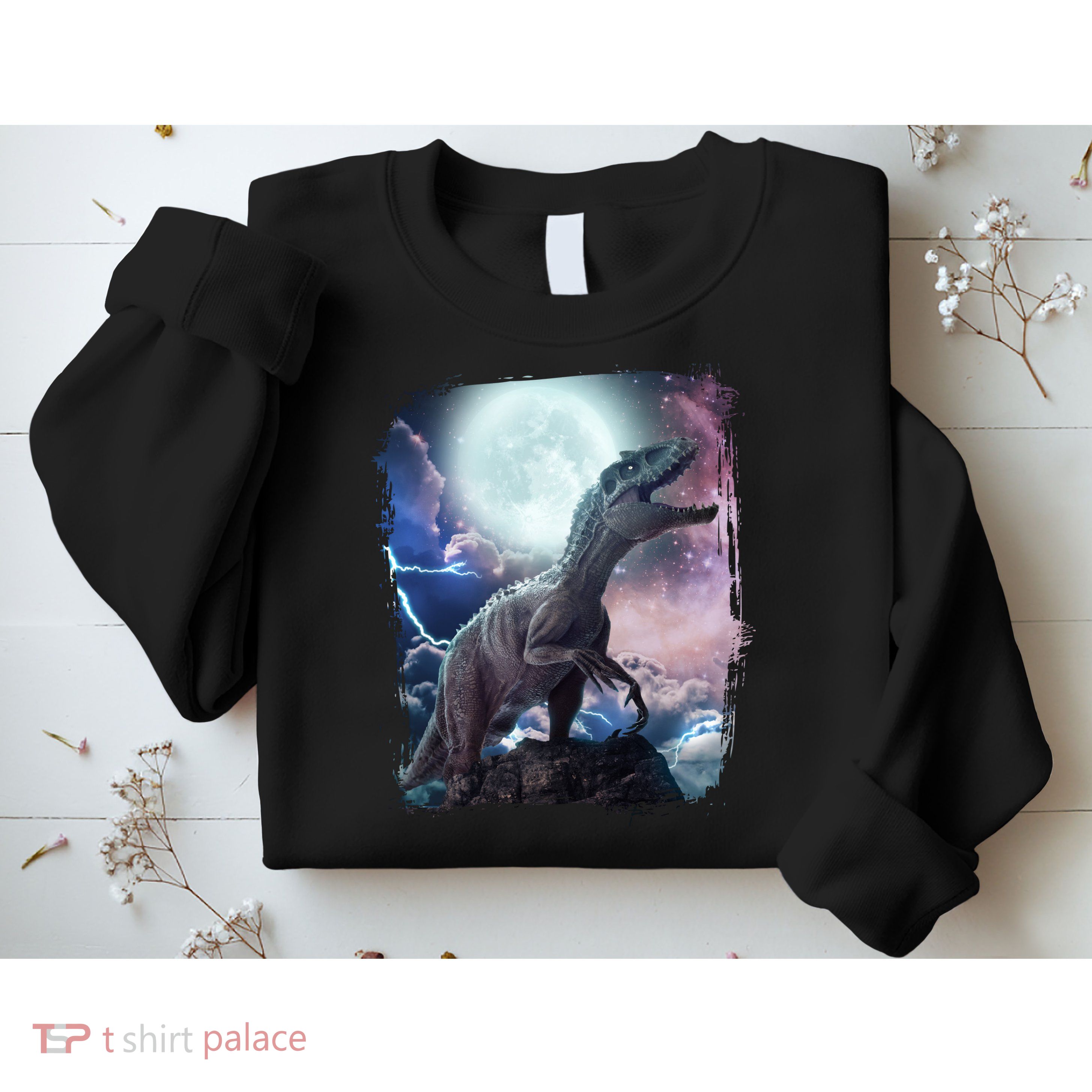 Lightning Moon Galaxy Trex Dinosaur Sweatshirt