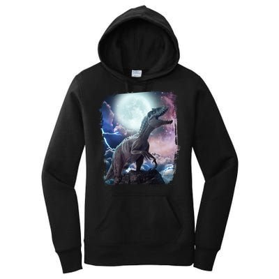 Lightning Moon Galaxy Trex Dinosaur Women's Pullover Hoodie