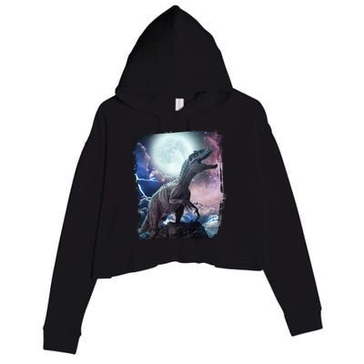 Lightning Moon Galaxy Trex Dinosaur Crop Fleece Hoodie