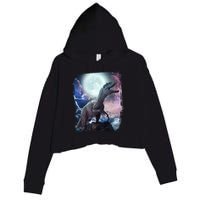 Lightning Moon Galaxy Trex Dinosaur Crop Fleece Hoodie