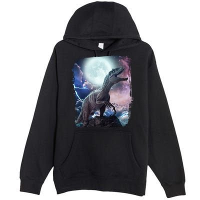 Lightning Moon Galaxy Trex Dinosaur Premium Pullover Hoodie
