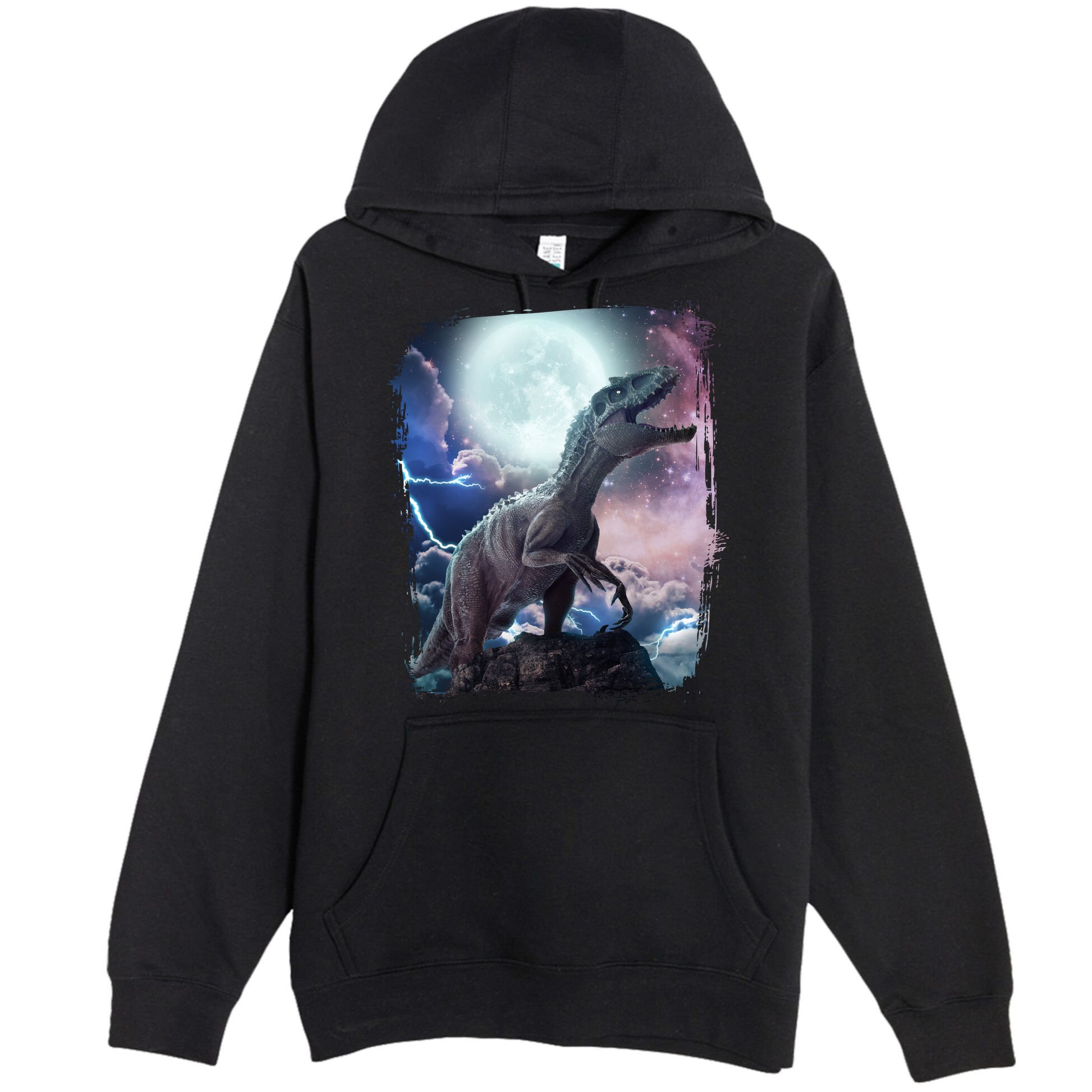 Lightning Moon Galaxy Trex Dinosaur Premium Pullover Hoodie
