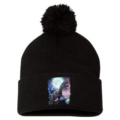 Lightning Moon Galaxy Trex Dinosaur Pom Pom 12in Knit Beanie