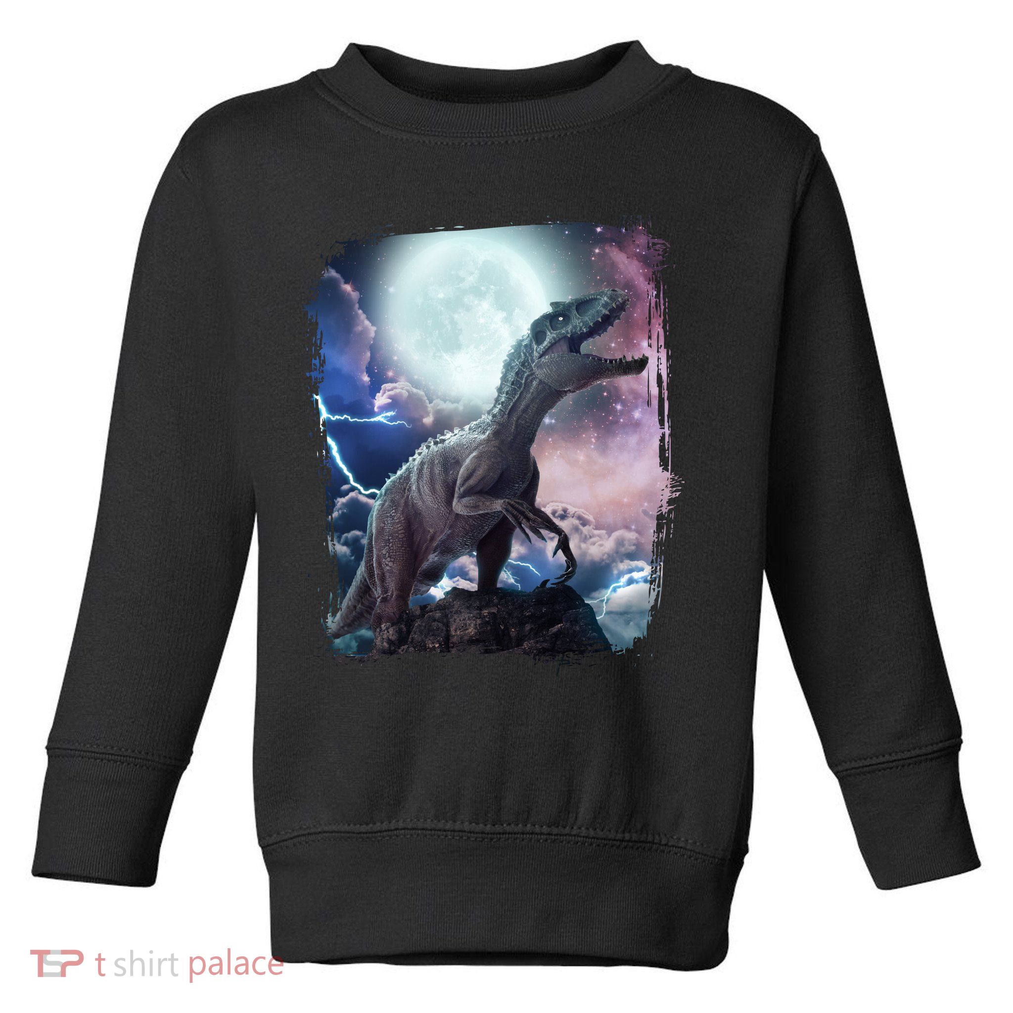 Lightning Moon Galaxy Trex Dinosaur Toddler Sweatshirt