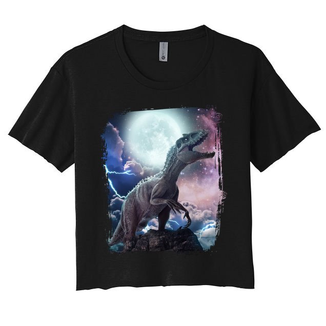 Lightning Moon Galaxy Trex Dinosaur Crop Top
