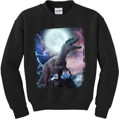 Lightning Moon Galaxy Trex Dinosaur Kids Sweatshirt